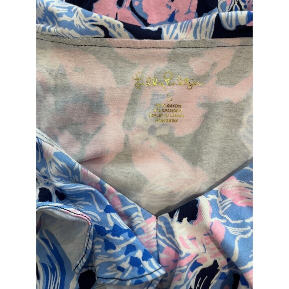 Lilly Pulitzer Stirling Dress BRIGHT NAVY Pink AMORE PLEASE Empire Midi size S - Picture 8 of 10